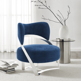 Aura Modern Accent Chair // Blue and Chrome