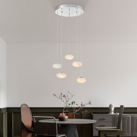 Spanish Alabaster Round Chandelier // Chrome