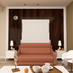 No Need Fix to The Wall Morden Deisgn Vertical Murphy Bed with Sofa for Bedroom or Guestroom White Wall Bed Space Saving Hidden Bed with New Style Gas