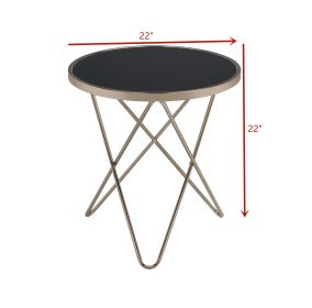 ACME Valora End Table in Champagne & Black Glass 81832