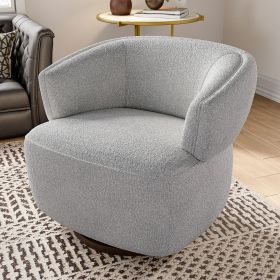 Swivel Barrel Chair, Fully Assembled Accent Lounge Sofa with 360-Degree Base, Oversized Upholstered Reading Chair-Gray