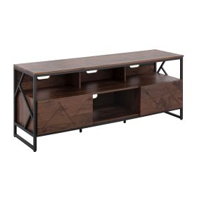 Folia Contemporary TV Stand in Walnut Wood and Black Steel by LumiSource
