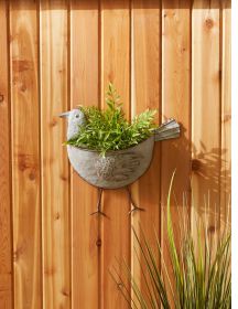 Galvanized Bird Wall Planter - Best for Indoor and Outdoor Plant Display