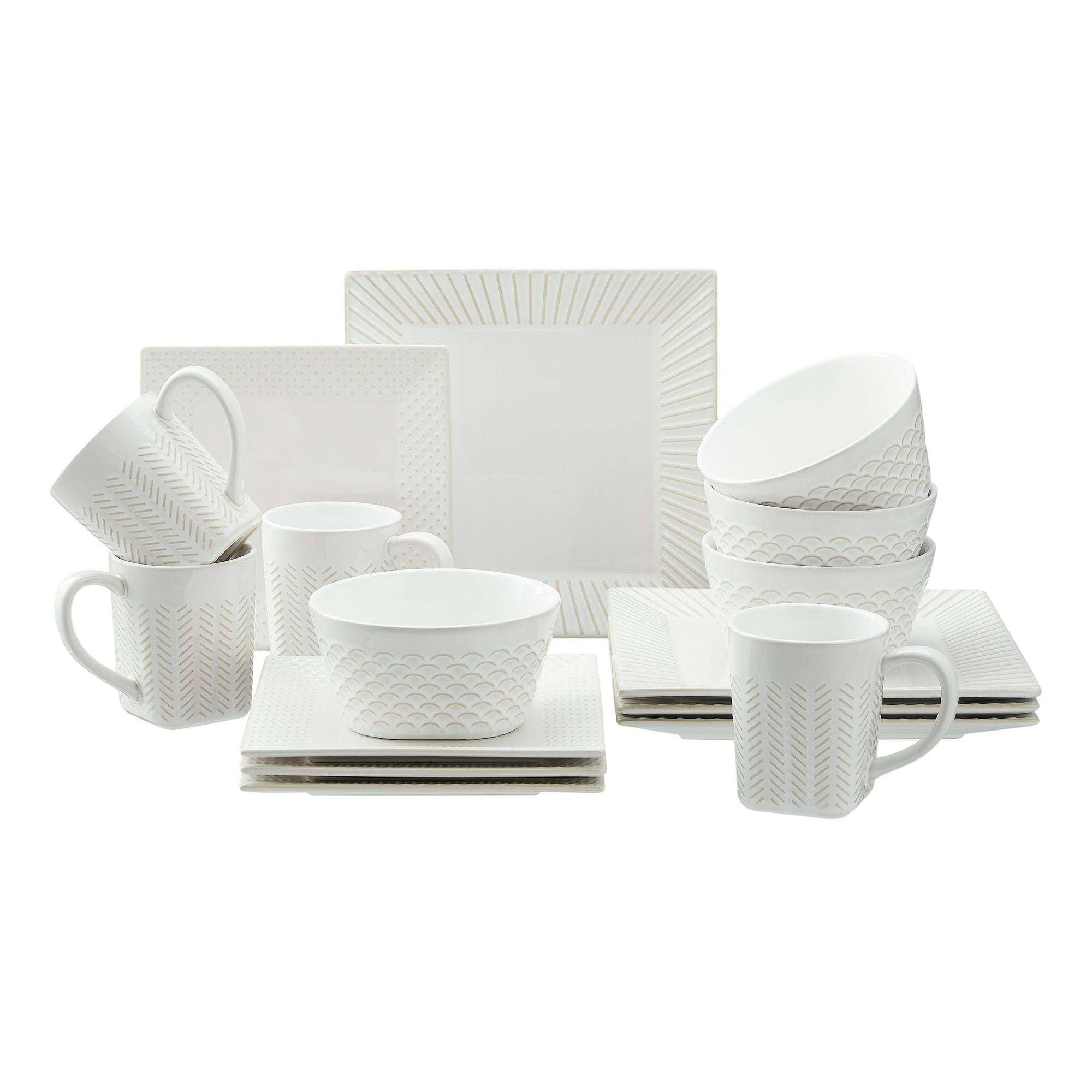 Better Homes & Gardens 16-Piece Farmhouse Square Dinnerware Set Better Homes & Gardens 16-Piece Farmhouse Square Dinnerware Set
