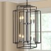 8-Lights Lantern Tiered Pendant Light Fixtures, Industrial Farmhouse Hanging Chandelier for Entryway, Foyer, Living Room, Kitchen Island, Staircase(Bl