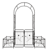 Metal Garden Arch with Gate 79.5'' Wide x 86.6'' High Climbing Plants Support Rose Arch Outdoor Black