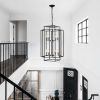 8-Lights Lantern Tiered Pendant Light Fixtures, Industrial Farmhouse Hanging Chandelier for Entryway, Foyer, Living Room, Kitchen Island, Staircase(Bl