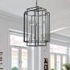 8-Lights Lantern Tiered Pendant Light Fixtures, Industrial Farmhouse Hanging Chandelier for Entryway, Foyer, Living Room, Kitchen Island, Staircase(Bl