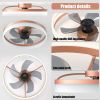 Ceiling Fans with Lights Dimmable LED Embedded installation of thin modern ceiling fans(Rose Gold)