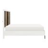 Beautiful White and Walnut Finish 1pc Queen Bed Chervon Wood Headboard with 2 USB Ports Modern Bedroom Furniture