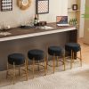 24" Tall, Round Bar Stools, Set of 2 - Contemporary upholstered dining stools for kitchens, coffee shops and bar stores - Includes sturdy hardware sup