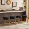 24" Tall, Round Bar Stools, Set of 2 - Contemporary upholstered dining stools for kitchens, coffee shops and bar stores - Includes sturdy hardware sup