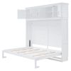 Full Size Murphy Bed Wall Bed with Top Cabinets,White