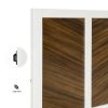 Beautiful White and Walnut Finish 1pc Queen Bed Chervon Wood Headboard with 2 USB Ports Modern Bedroom Furniture