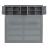 Queen Size Murphy Bed Wall Bed with Top Cabinets,Gray