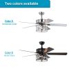 52 Inch Crystal Chandelier Fan Dual Finish Reversible Blades, Fandelier for Living Room, Dining Room, Bedroom, Family Room, Chrome