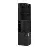 Kava Being Corner Bar Cabinet, Glass Rack, Double Door Cabinet, Eight Built-in Wine Rack-Black