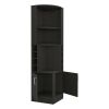 Kava Being Corner Bar Cabinet, Glass Rack, Double Door Cabinet, Eight Built-in Wine Rack-Black