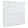 Queen Size Murphy Bed Wall Bed with Top Cabinets,White