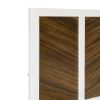 Beautiful White and Walnut Finish 1pc Queen Bed Chervon Wood Headboard with 2 USB Ports Modern Bedroom Furniture