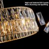 Modern Crystal Drum Chandelier, 6-Light Pendant Lighting Fixture with Golden Metal Frame for Living Room, Dining Room, and Bedroom (Bulbs Not Included