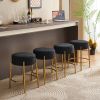24" Tall, Round Bar Stools, Set of 2 - Contemporary upholstered dining stools for kitchens, coffee shops and bar stores - Includes sturdy hardware sup