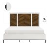 Beautiful White and Walnut Finish 1pc Queen Bed Chervon Wood Headboard with 2 USB Ports Modern Bedroom Furniture