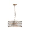 Modern Crystal Drum Chandelier, 6-Light Pendant Lighting Fixture with Golden Metal Frame for Living Room, Dining Room, and Bedroom (Bulbs Not Included