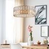 Modern Crystal Drum Chandelier, 6-Light Pendant Lighting Fixture with Golden Metal Frame for Living Room, Dining Room, and Bedroom (Bulbs Not Included