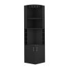 Kava Being Corner Bar Cabinet, Glass Rack, Double Door Cabinet, Eight Built-in Wine Rack-Black