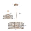 Modern Crystal Drum Chandelier, 6-Light Pendant Lighting Fixture with Golden Metal Frame for Living Room, Dining Room, and Bedroom (Bulbs Not Included