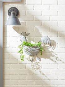 Rustic Rooster Galvanized Wall Planter - Perfect for Indoor or Outdoor Gardens