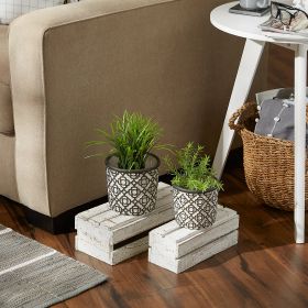 Set of 2 Dark Gray Lattice Cement Flower Pots - Stylish Home Decor for Indoor and Outdoor Use