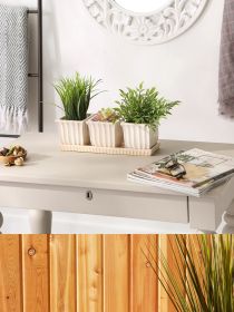 WHITE SQUARE CERAMIC SMALL PLANTER SET OF 3