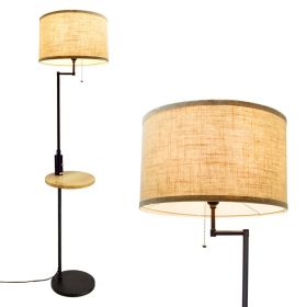 Depuley Nordic Vertical Gold USB Charging Floor Lamp Pole Floor Light Drum Shade Simple Luminaire for Bedroom Living Room Office (Color: 110-120V, Lampshade Color: style 1 - black)