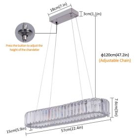 Indoor K9 Crystal Oval Ring Lamp Luxury Interior Decoration Led Chandelier Dining Room Lustre Hanging Lighting For Living Room (Body Color: L57 cm, Emitting Color: changeable)