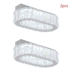 Indoor K9 Crystal Oval Ring Lamp Luxury Interior Decoration Led Chandelier Dining Room Lustre Hanging Lighting For Living Room (Body Color: L25cm 2pcs, Emitting Color: Warm White)