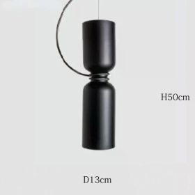 Nordic Pendant Light Creative Minimalist Lighting White Black Post Modern Designer Potlight for Living Room Dining Table Light (Body Color: Black-13x50cm, Emitting Color: Cold White)