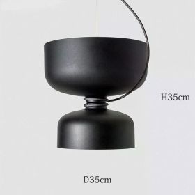 Nordic Pendant Light Creative Minimalist Lighting White Black Post Modern Designer Potlight for Living Room Dining Table Light (Body Color: Black-35x35cm, Emitting Color: Cold White)