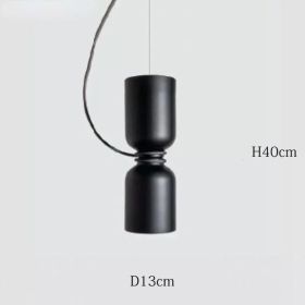 Nordic Pendant Light Creative Minimalist Lighting White Black Post Modern Designer Potlight for Living Room Dining Table Light (Body Color: Black-13x40cm, Emitting Color: Warm White)