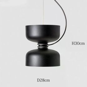 Nordic Pendant Light Creative Minimalist Lighting White Black Post Modern Designer Potlight for Living Room Dining Table Light (Body Color: Black-28x30cm, Emitting Color: Cold White)