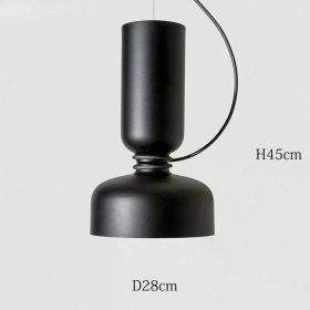 Nordic Pendant Light Creative Minimalist Lighting White Black Post Modern Designer Potlight for Living Room Dining Table Light (Body Color: Black-28x45cm, Emitting Color: Cold White)