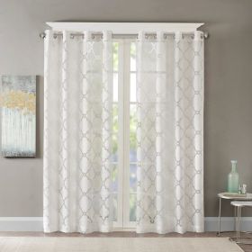 Fretwork Burnout Sheer Curtain Panel(Only 1 Pc Panel) (Color: as Pic)