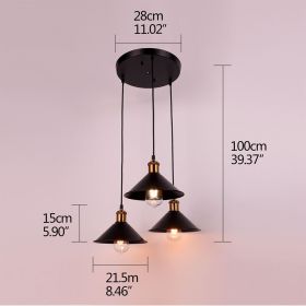 Retro Attic Wrought Iron Little Black Umbrella Hanging Lamp E27 Bedroom Kitchen Dining Room Living Room Aisle Indoor Lighting (Body Color: YY-PD2020-3D)