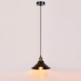 Retro Attic Wrought Iron Little Black Umbrella Hanging Lamp E27 Bedroom Kitchen Dining Room Living Room Aisle Indoor Lighting (Body Color: YY-PD2020-1)