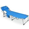 Folding Beach Lounge Chair with Pillow for Outdoor