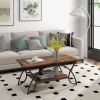 Rectangular Coffee Table with Metal Frame for Living Room